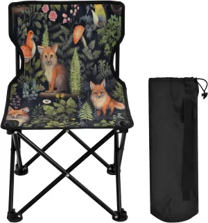 Mushroom Fox Portable Outdoor Folding Chair Anti-Slip Padded Oxford Cloth Stool Camping Chair Small for Beach Hiking Fishing Gardening Quad Camp Chair