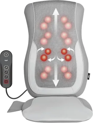 Mynt Gray Acupressure Massage Chair Pad with 4 Deep Kneading Nodes, Shiatsu Back Massager for Chair with Heat, Heated Back Massage with a Cushion for Deep Tissue
