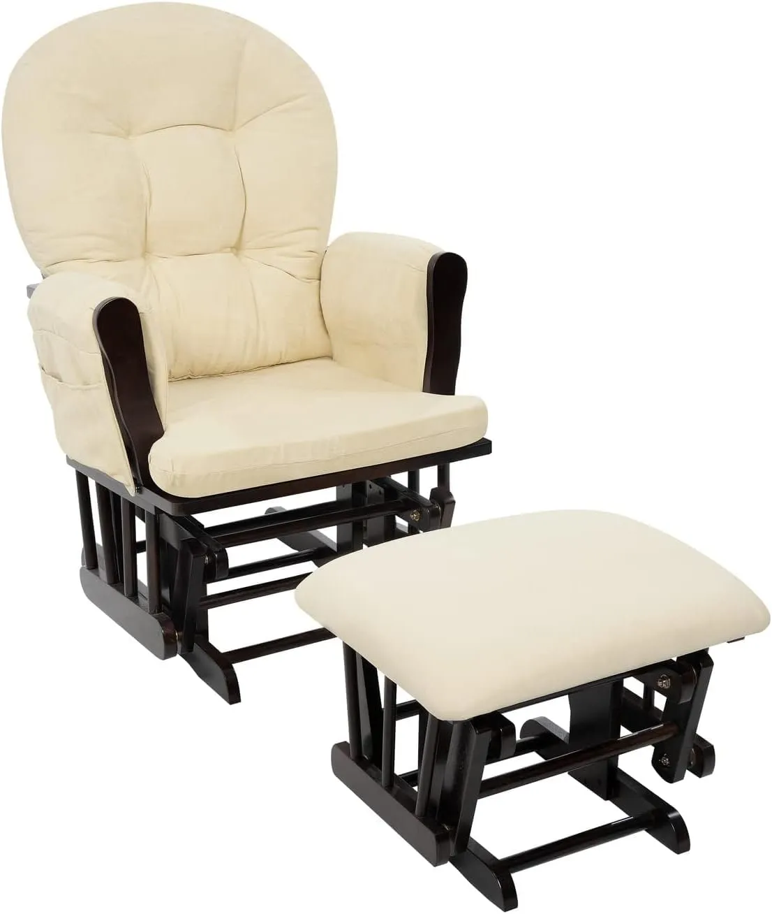 Naomi Home Brisbane Nursery Glider Ottoman Sets Glider Recliner Nursery Rocking Chair Rocker with Ottoman Reclining Gliders Chairs for Breastfeeding Maternity Napping Espresso Cream