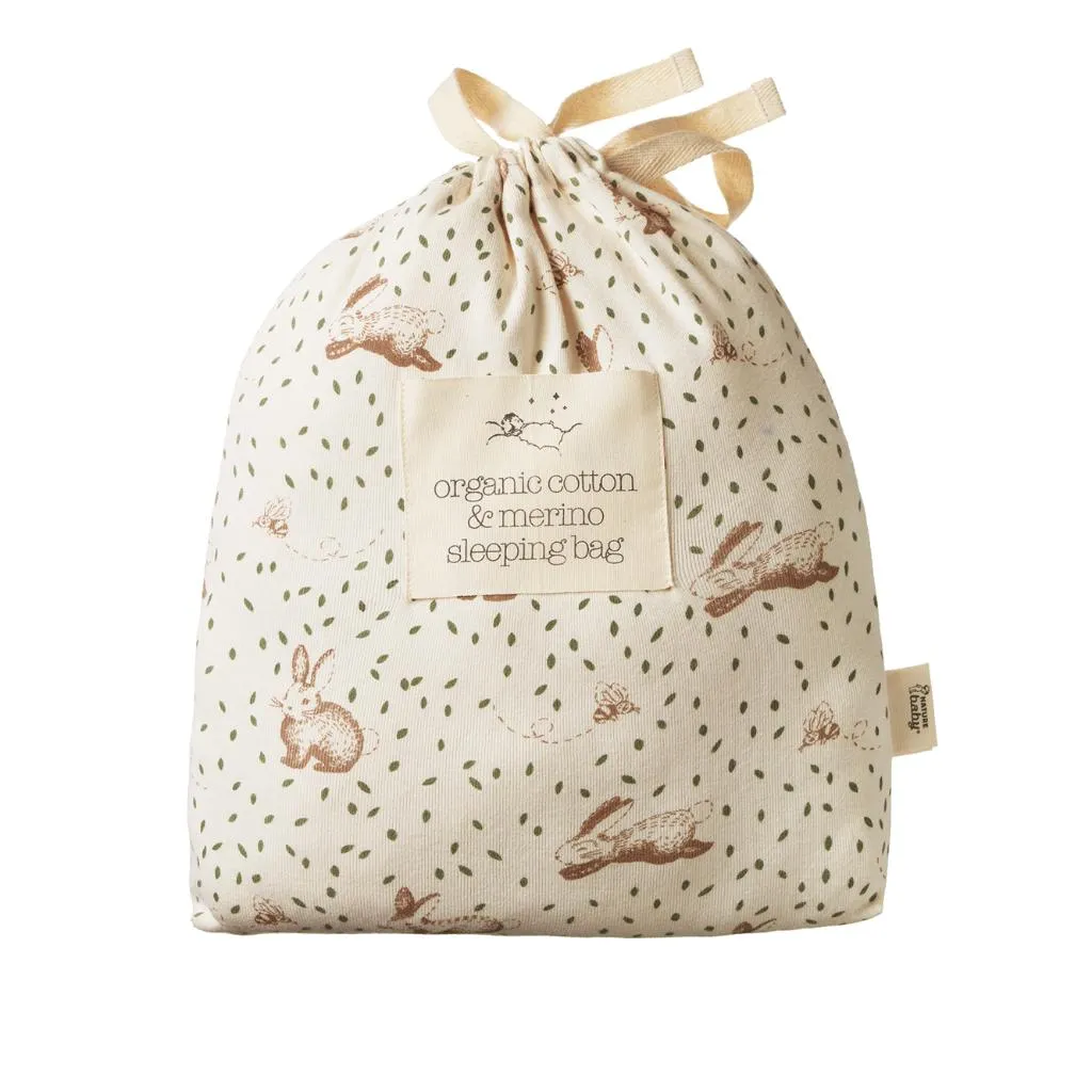 Nature Baby Organic Cotton & Merino Sleeping Bag (Rabbitty Print)