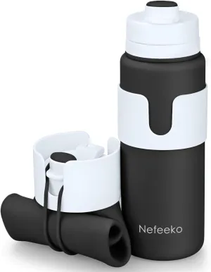 Nefeeko Collapsible Water Bottle, BPA Free 26oz Foldable Water Bottle for Travel Sports, Leak-Proof Spill-Proof Portable Water Bottles with Carabiner, Lightweight