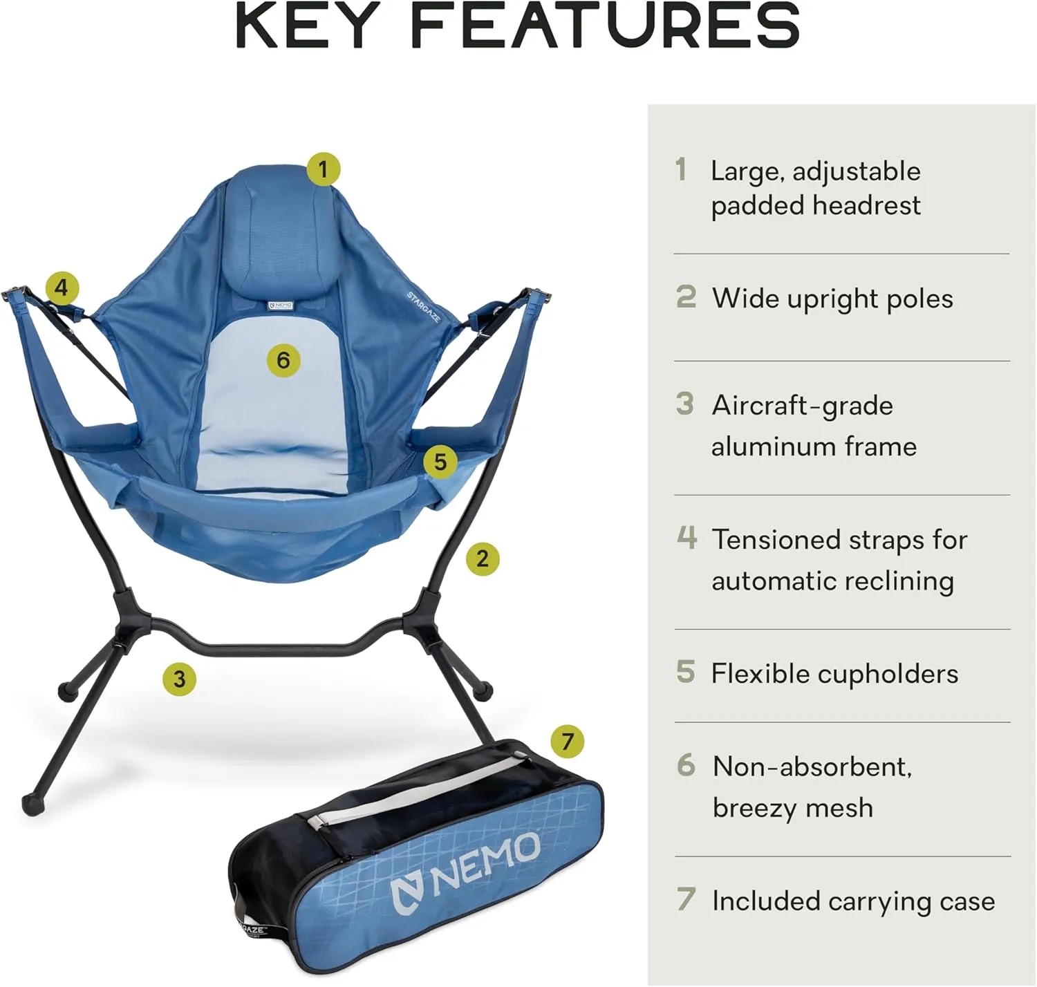 NEMO Equipment Stargaze Reclining Camp Chair - One Size - Blue Horizon