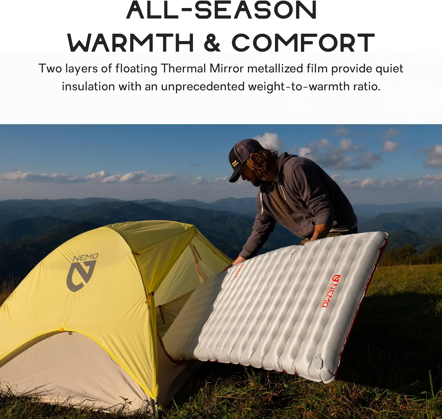 NEMO Equipment Tensor All-Season Ultralight Insulated Sleeping Pad - Regular Mummy (72" x 20) - Blade/Spicy Orange
