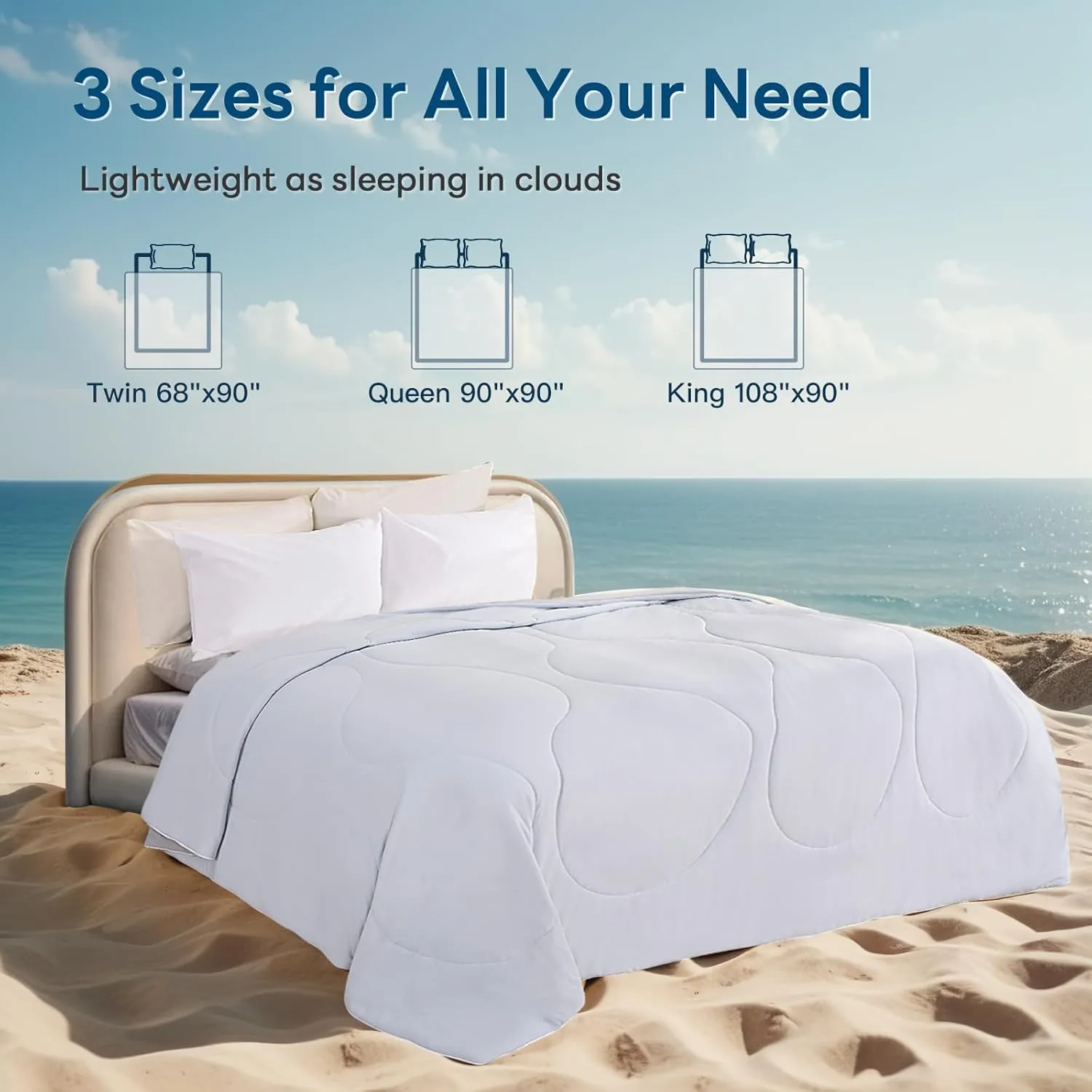 NEXHOME PRO Cooling Comforter King Size, Double Sided Cooling Blanket, All Season Soft Cooling Comforter for Hot Sleepers, Silk Smooth Breathable & Lightweight, 90"x90", Blue & Grey Double-Sided