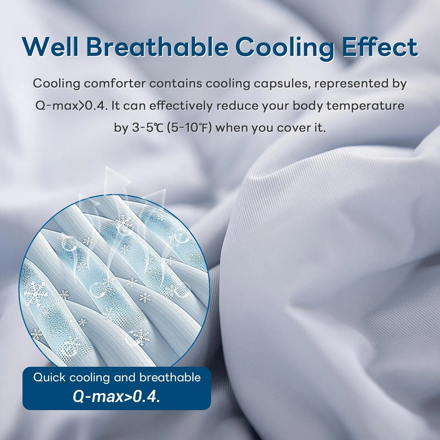 NEXHOME PRO Cooling Comforter King Size, Double Sided Cooling Blanket, All Season Soft Cooling Comforter for Hot Sleepers, Silk Smooth Breathable & Lightweight, 90"x90", Blue & Grey Double-Sided