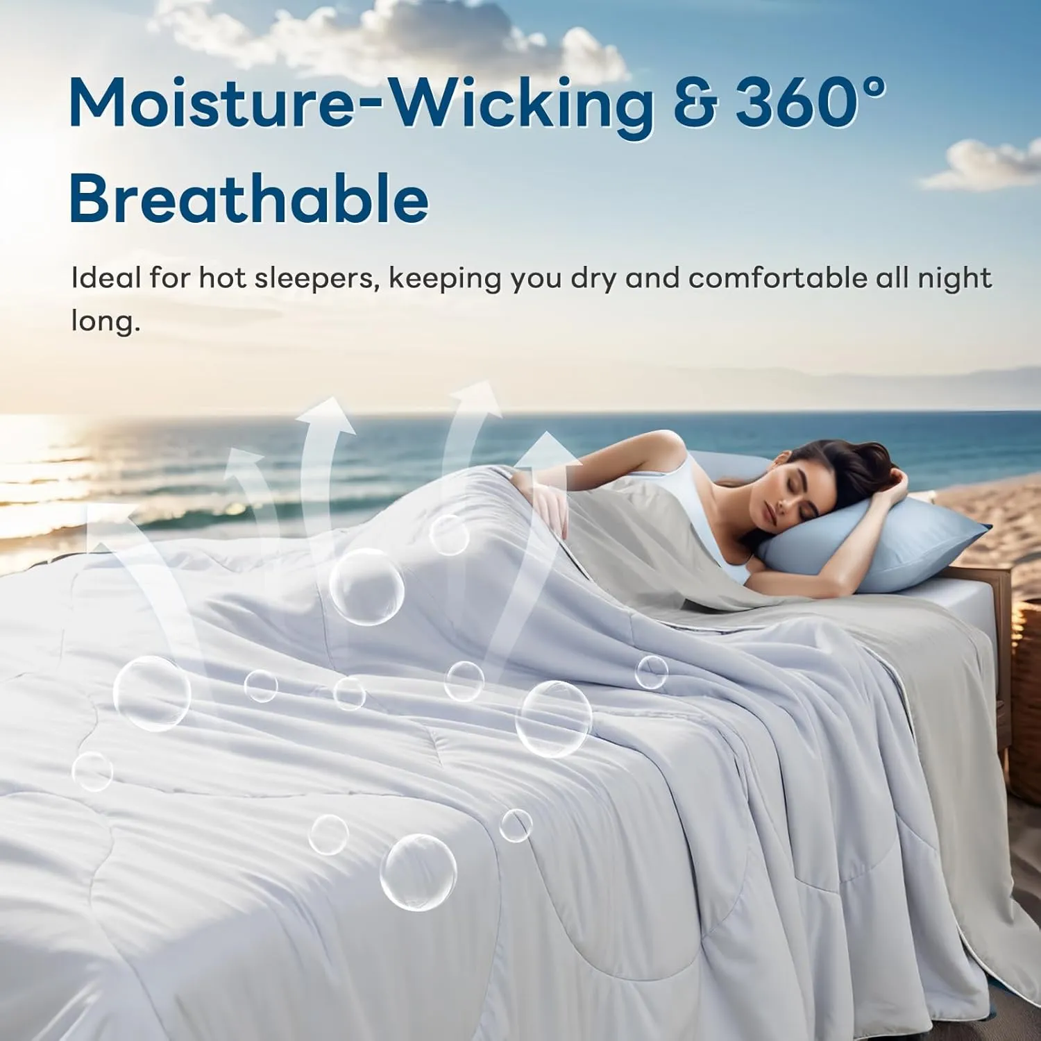 NEXHOME PRO Cooling Comforter King Size, Double Sided Cooling Blanket, All Season Soft Cooling Comforter for Hot Sleepers, Silk Smooth Breathable & Lightweight, 90"x90", Blue & Grey Double-Sided