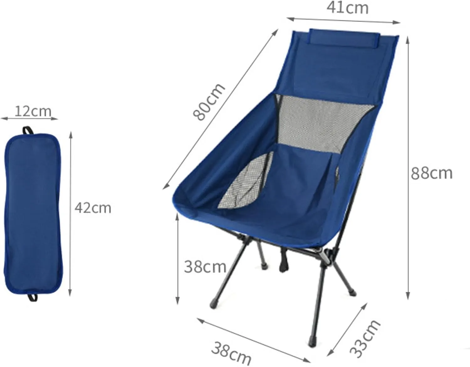 NIBHZ Ultralight Portable Camping Beach Chairs,Folding Chair for Adults Lawn Chairs Heavy Duty 300lbs for Outdoor Car Camping Travel Beach Picnic Travel Hiking,Blue-B