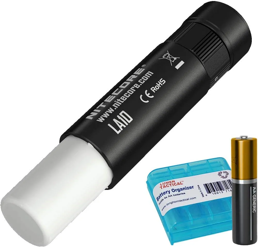 Nitecore LA10 135 Lumen Mini LED Camping Lantern - Compact Lightweight Including AA Battery and LumenTac Battery Organizer