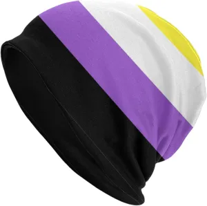 Nonbinary Pride Flag Multifunction Beanie Hat for Men Women Fashion Scarf Soft Stretch Skull Cap