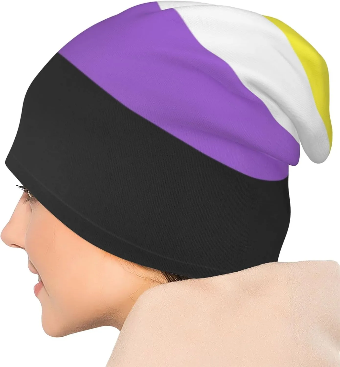 Nonbinary Pride Flag Multifunction Beanie Hat for Men Women Fashion Scarf Soft Stretch Skull Cap