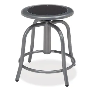 NPS® 6800 Series Height Adjustable Metal Seat Swivel Stool, Supports Up to 300 lb, 18" to 24" Seat Height, Black Seat, Gray Base