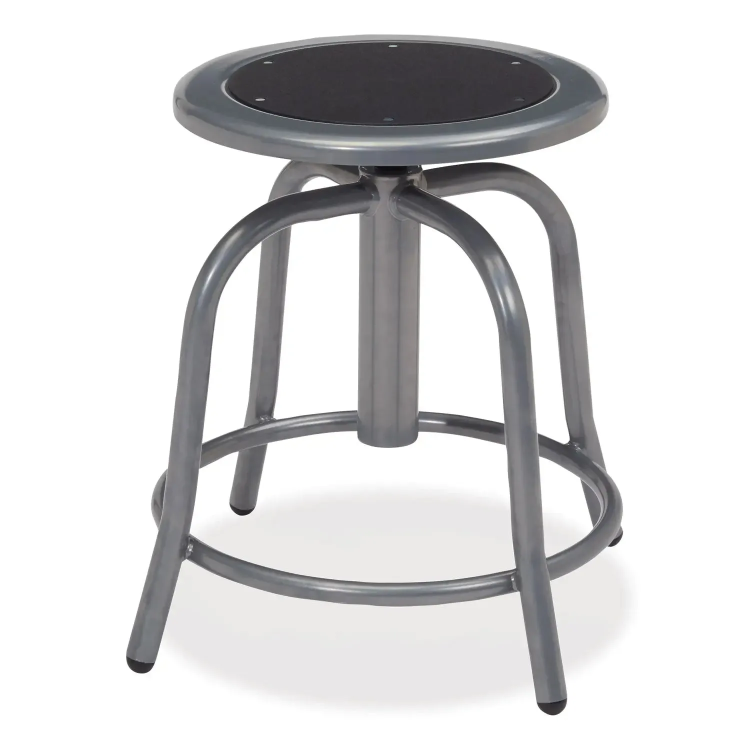 NPS® 6800 Series Height Adjustable Metal Seat Swivel Stool, Supports Up to 300 lb, 18" to 24" Seat Height, Black Seat, Gray Base
