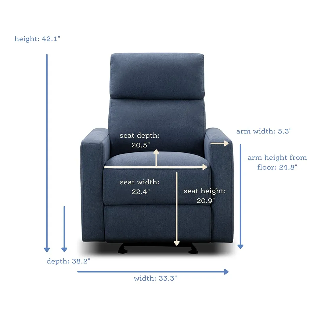 Nurture& The Glider Premium Power Recliner Nursery Glider Chair with Adjustable Head Support | Designed with a Thoughtful Combination of Function and Comfort | Built-in USB Charger (Navy)