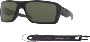 Oakley Double Edge OO9380 Rectangle Sunglasses for Men   BUNDLE Leash  Designer iWear Care Kit
