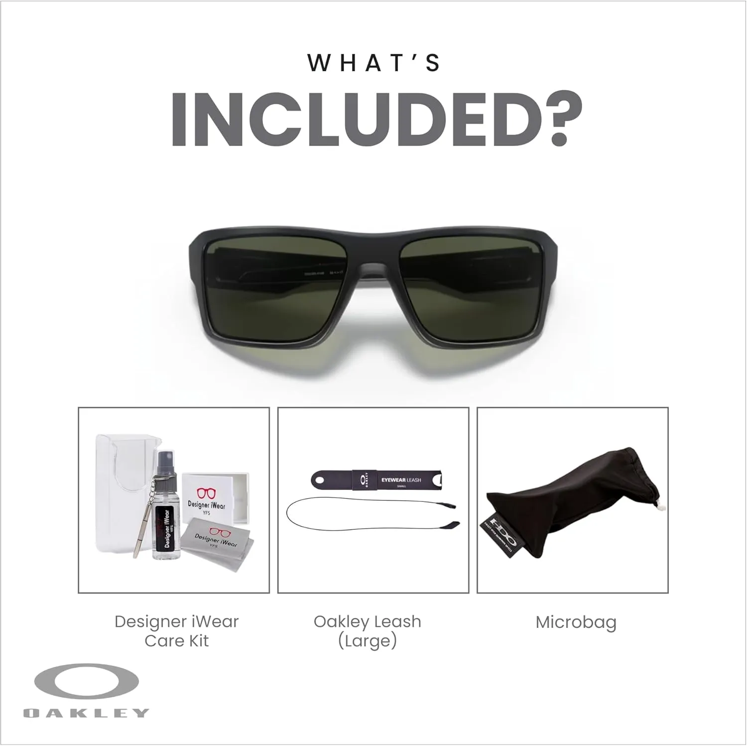 Oakley Double Edge OO9380 Rectangle Sunglasses for Men   BUNDLE Leash  Designer iWear Care Kit