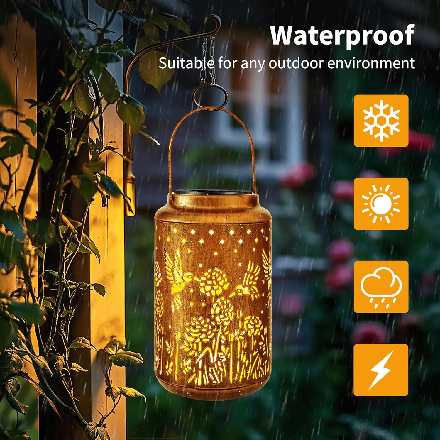 ODEETRONIC Hummingbird Solar Lantern Lights - Outdoor Waterproof Hanging Lanterns, Solar Garden Lights Birthday Gifts for Women Mom Grandma, Metal Hummingbird LED Lanterns for Garden Yard Patio Decor