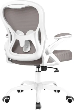 Office Chair Desk Chair, Ergonomic Mesh Computer Chair Home Office Desk Chairs, Swivel Task Chair Mid Back Breathable Rolling Chair with Adjustable Lumbar Support Flip Up Armrest (Gray)