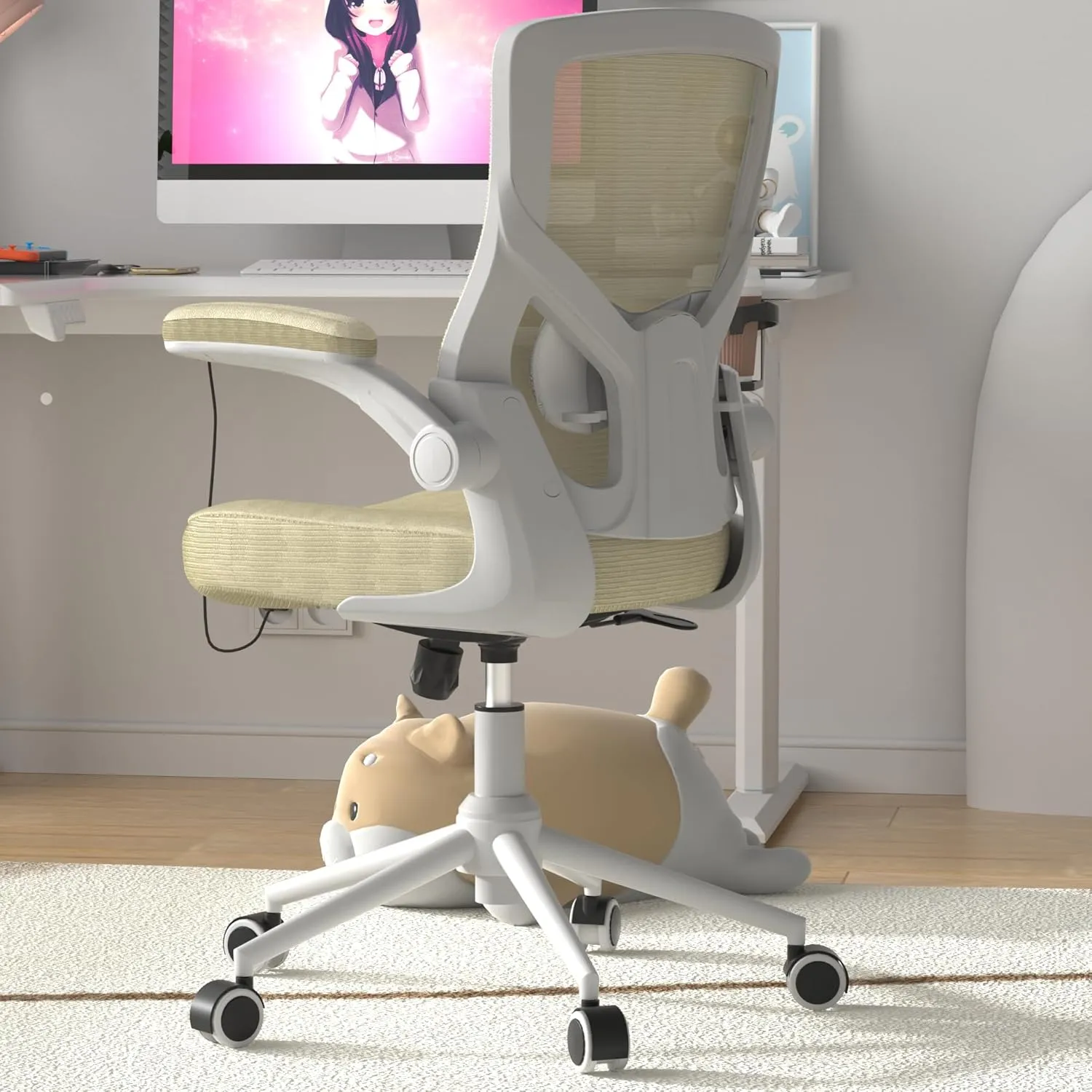 Office Chair, High Back Desk Chair Adjustable Height and Ergonomic Design Home Office Computer Chair Executive Lumbar Support Padded Flip-up Armrest Swivel Task Chair