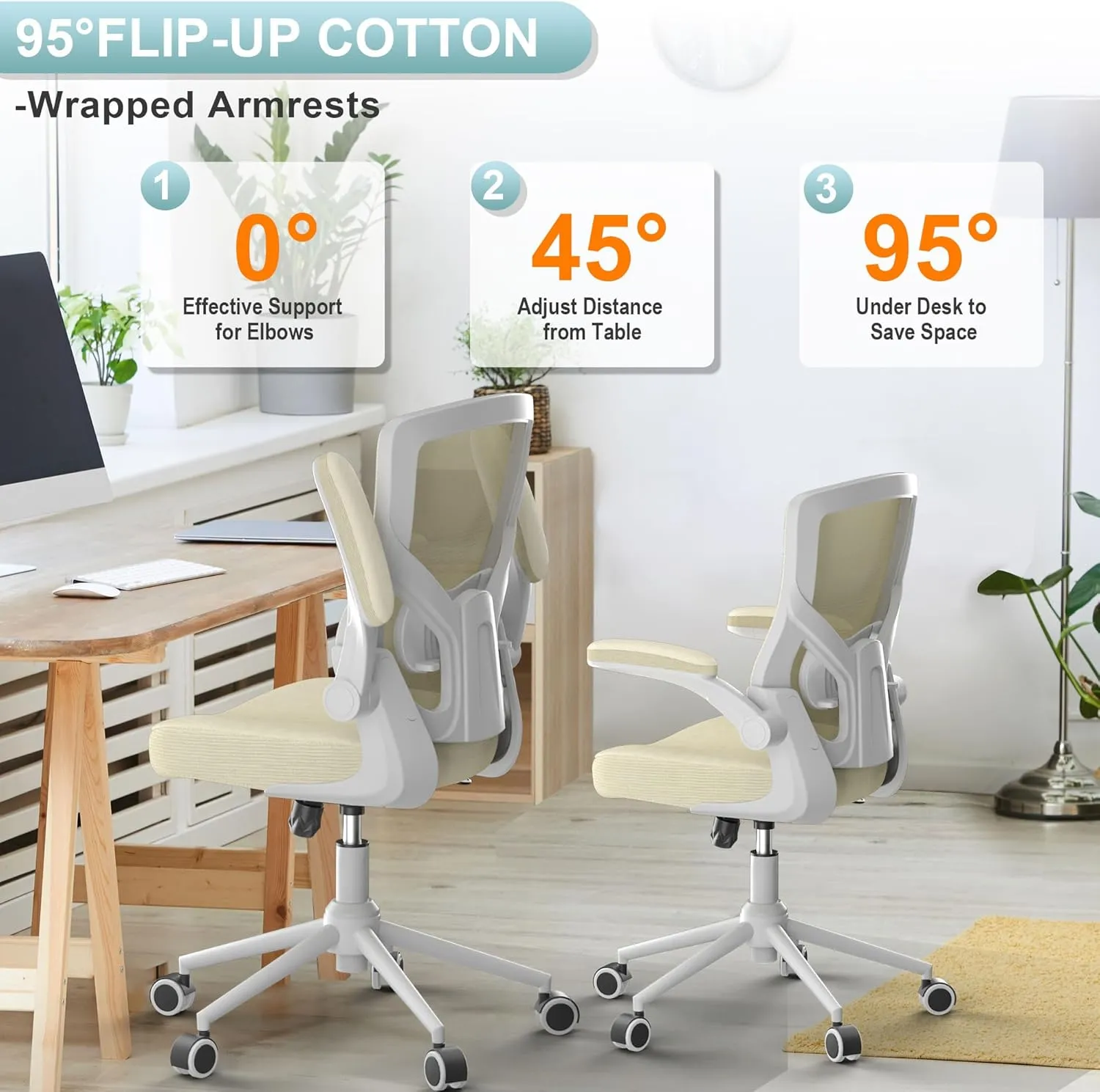 Office Chair, High Back Desk Chair Adjustable Height and Ergonomic Design Home Office Computer Chair Executive Lumbar Support Padded Flip-up Armrest Swivel Task Chair