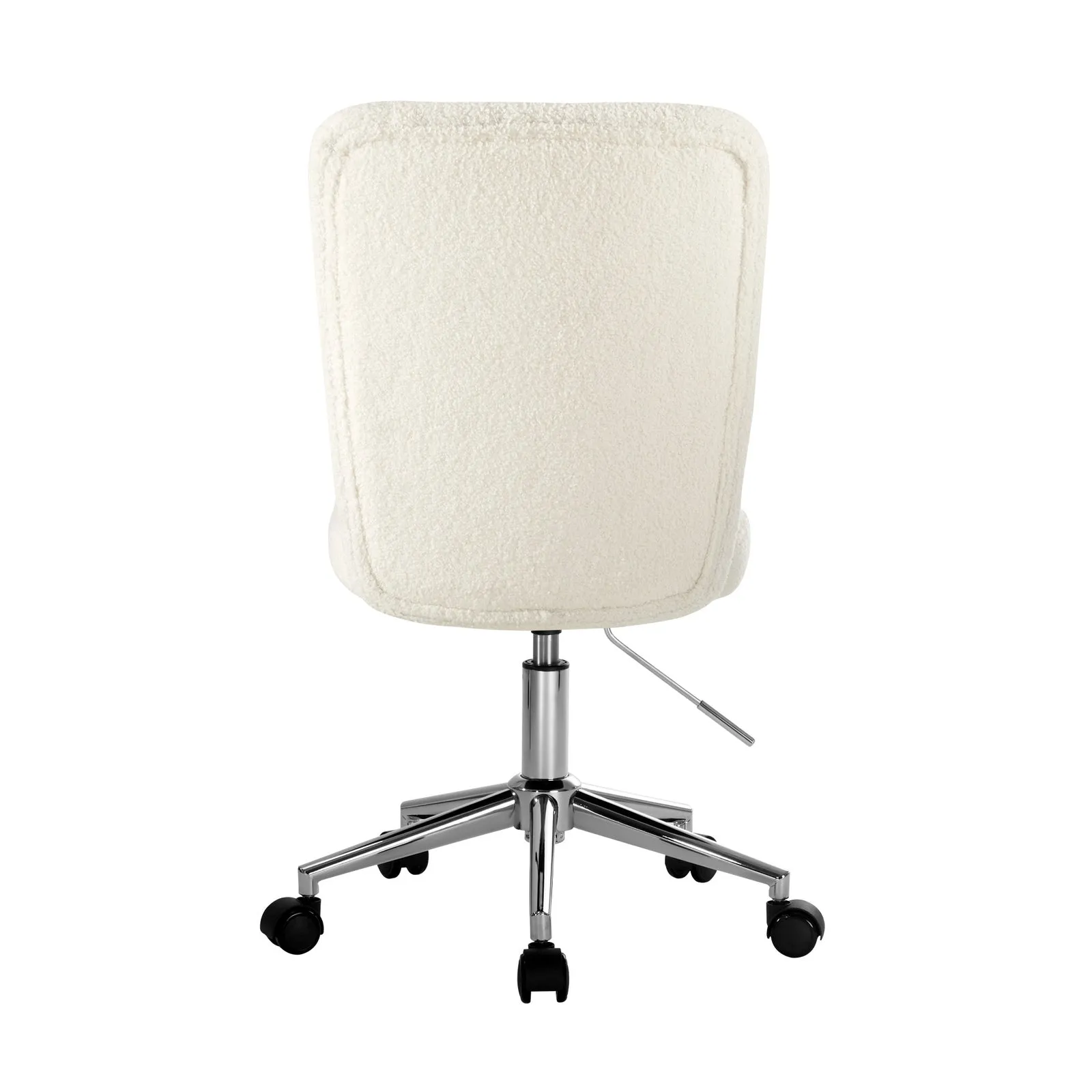 Oikiture High Back Armless Home Office Chair Boucle White&Silver