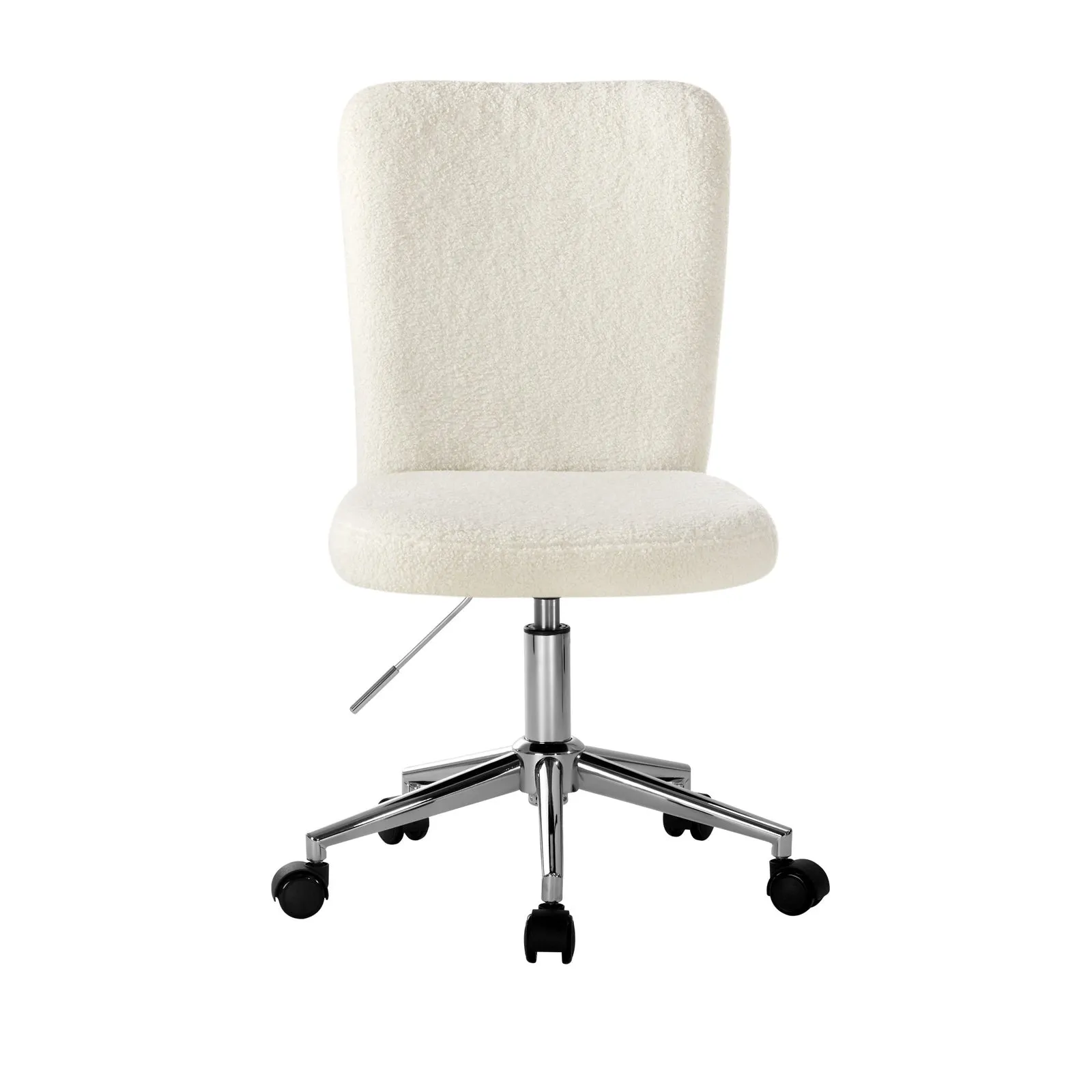 Oikiture High Back Armless Home Office Chair Boucle White&Silver