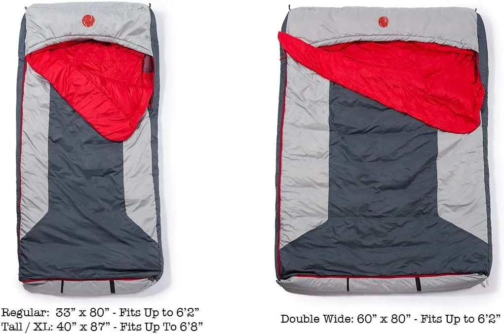 OmniCore Designs Multi Down Hooded Rectangular Sleeping Bag (-10F to 30F) with 4pt. Compression Stuff Sack