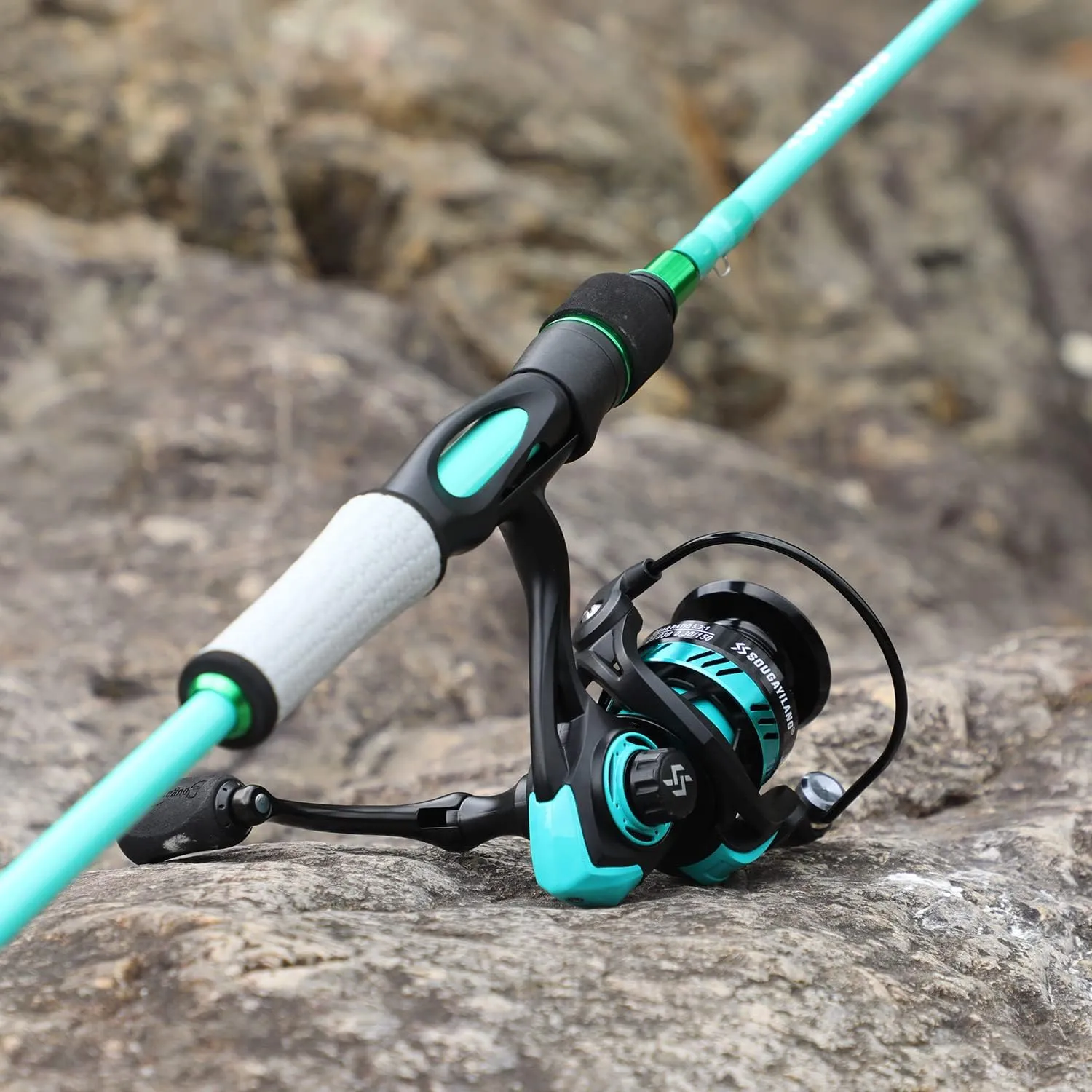One Bass Spirit Flame Fishing Rod Reel Combo, Spinning Fishing Pole with Graphite 2Pc Blanks, Stainless Steel Guides