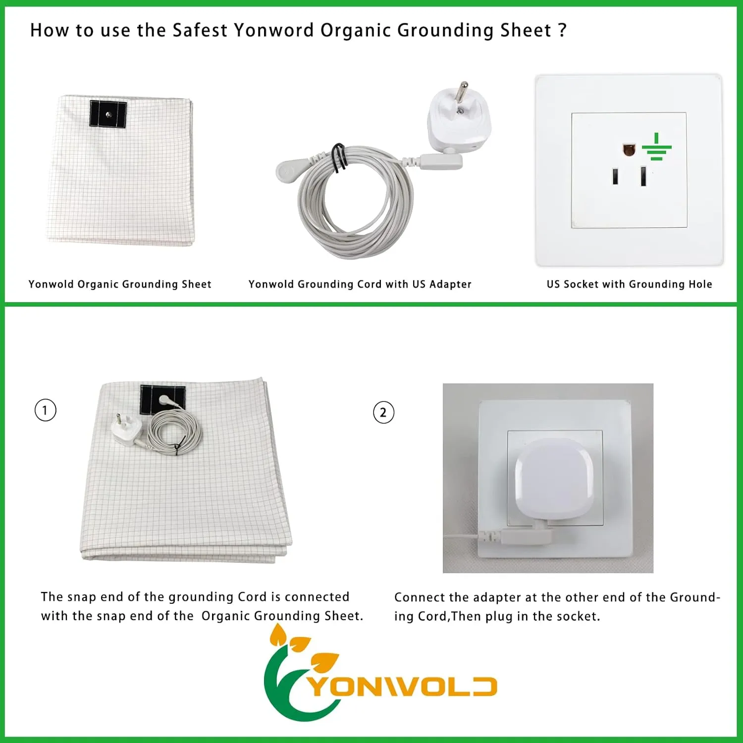 Organic Grounding Sheet 10% Silver for Bed Sleeping Therapy with Safest Ground Adapter and Connection Cord 27X52 INCH