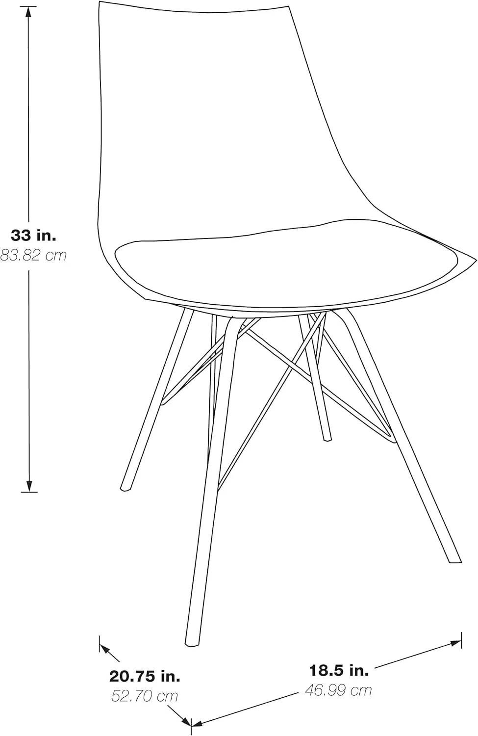 OSP Home Furnishings Oakley Mid-Century Modern Bucket Chair, Faux Leather,White