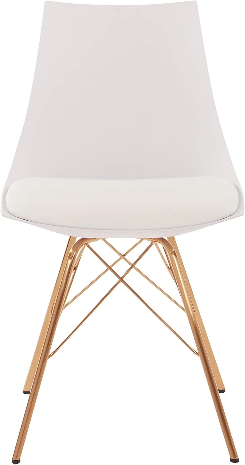 OSP Home Furnishings Oakley Mid-Century Modern Bucket Chair, Faux Leather,White