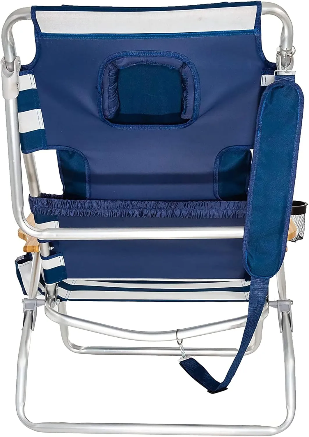 Ostrich Deluxe 3N1 Lightweight Lawn Beach Reclining Lounge Chair with Footrest, Outdoor Furniture for Patio, Balcony, Backyard, or Porch, Blue Stripe