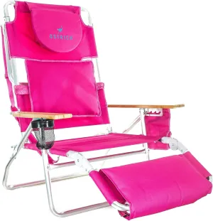 Ostrich Deluxe Padded 3-N-1 Outdoor Lounge Reclining Beach Lake Chair, Pink (2 Pack)