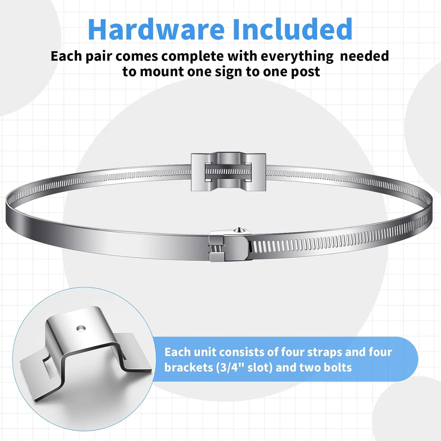 Oudain 40 Pack Adjustable Pole Clamps for Round Square Poles - Metal Street Sign & Propane Tank Bracket, 4 to 15"