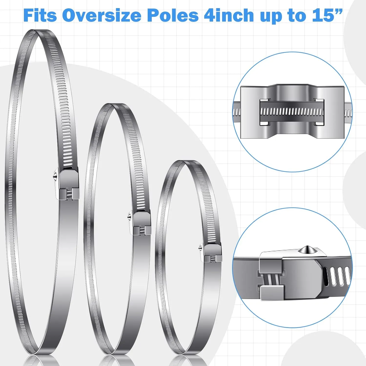 Oudain 40 Pack Adjustable Pole Clamps for Round Square Poles - Metal Street Sign & Propane Tank Bracket, 4 to 15"