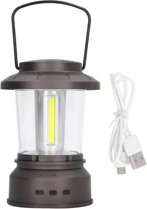 Outdoor Bluetooth Speaker Light Retro Style 2 Modes USB Power Supply IP65 Waterproof Bluetooth Music Camping Lantern (White Light)