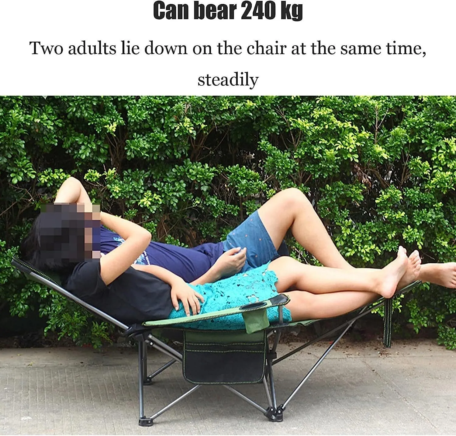 Outdoor Camp Chairs, Camping Lounge Chair Portable Reclining Camping Chair Folding Seat with Footrest with Headrest Storage Bag Lawn Chairs Adults(Green)