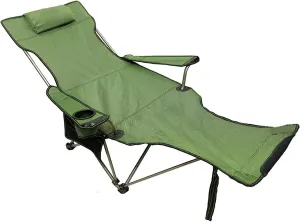 Outdoor Camp Chairs, Camping Lounge Chair Portable Reclining Camping Chair Folding Seat with Footrest with Headrest Storage Bag Lawn Chairs Adults(Green)