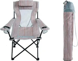 Outdoor Camping Chair Folding Beach Chair with Carry Bag Portable Fishing Seat Heavy Duty Lazy Lounger Chair Mesh Backrest Lunch Break Stool Lawn Chairs