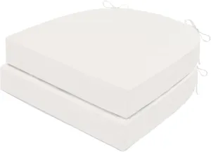 Outdoor Chair Cushions Set of 2, Waterproof Memory Foam Patio Seat Cushions with Ties for Garden Sofa & Dining Furniture, 3-Year Color Fastness, 18x18x3 Inch, Beige