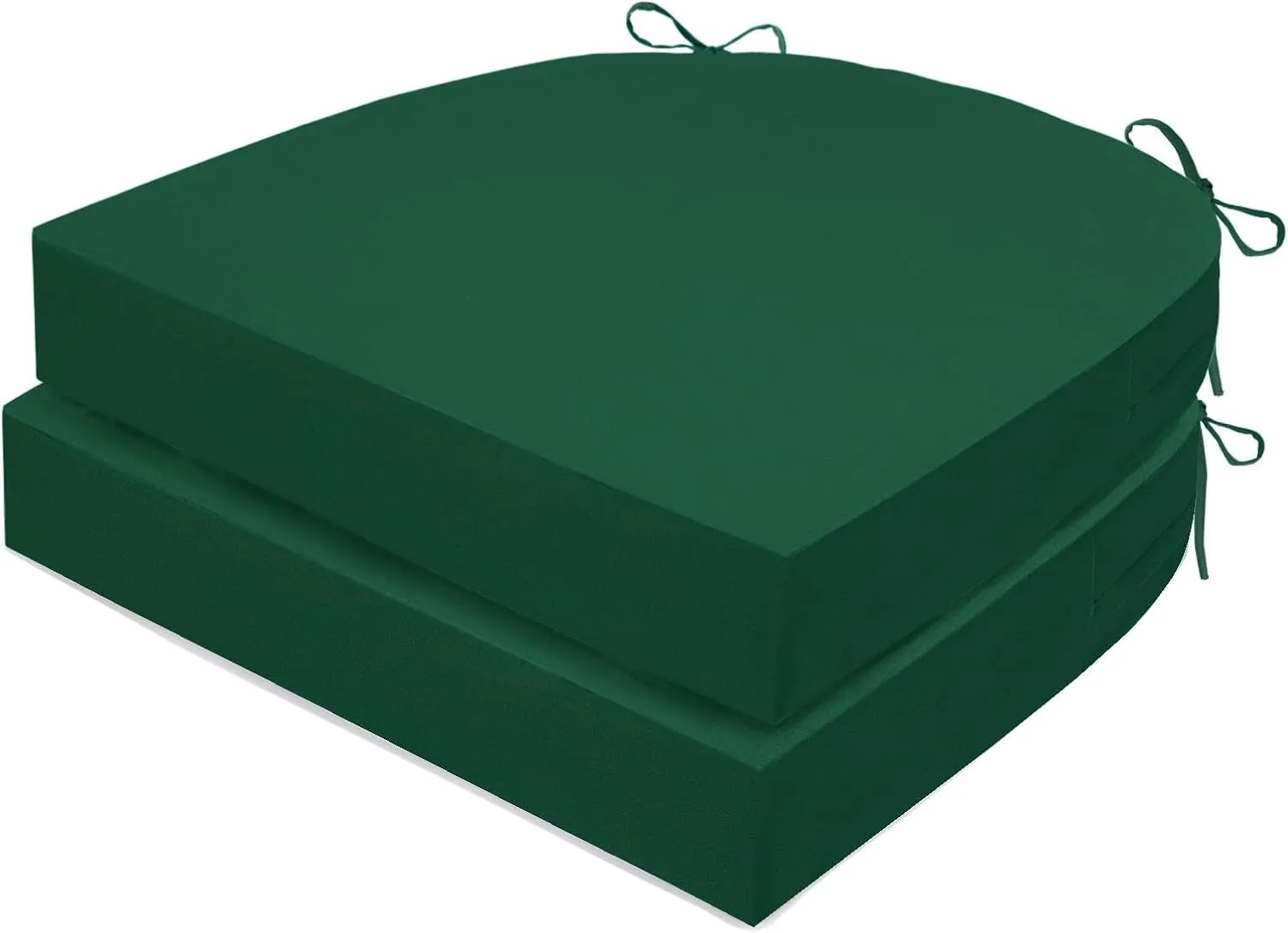 Outdoor Chair Cushions Set of 2, Waterproof Memory Foam Patio Seat Cushions with Ties for Garden Sofa & Dining Furniture, 3-Year Color Fastness, 18x18x3 Inch, Green