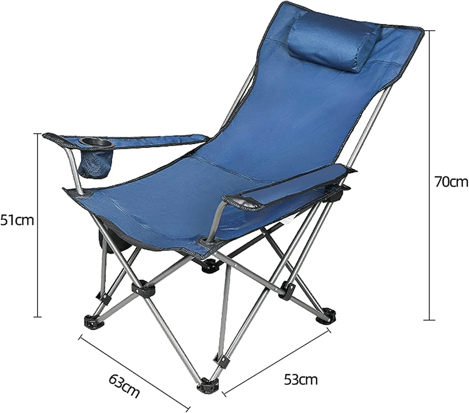 Outdoor Chair Folding Camping Chair Outdoor Folding Chair Portable Lawn Folding Seat Armchair With Cup Holder Pillow And Carry Bag Leisure Recliner Stool Camping Chair Foldable Chair ( Color : Blue )