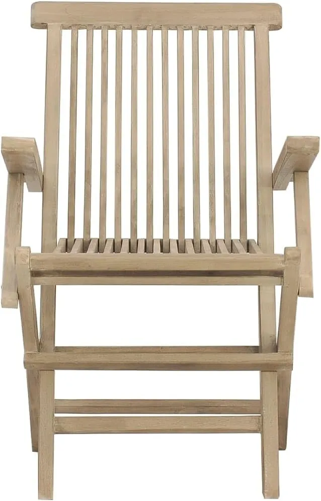 Outdoor Chair with Foot Rest Heavy Duty Beach chairFolding Patio Chairs 2 pcs Gray 22"x24"x35" Solid Wood TeakSuitable for Garden Patio Living Room