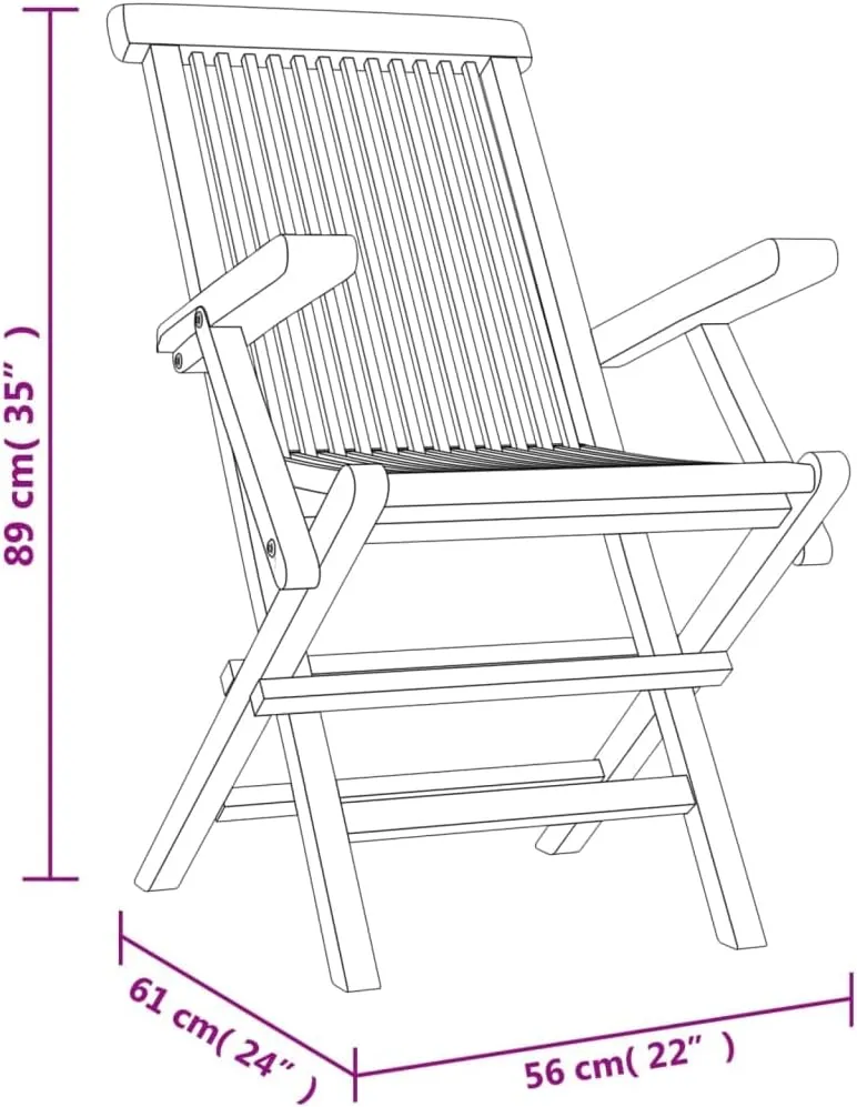 Outdoor Chair with Foot Rest Heavy Duty Beach chairFolding Patio Chairs 2 pcs Gray 22"x24"x35" Solid Wood TeakSuitable for Garden Patio Living Room