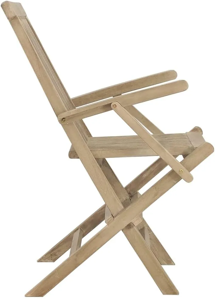 Outdoor Chair with Foot Rest Heavy Duty Beach chairFolding Patio Chairs 2 pcs Gray 22"x24"x35" Solid Wood TeakSuitable for Garden Patio Living Room