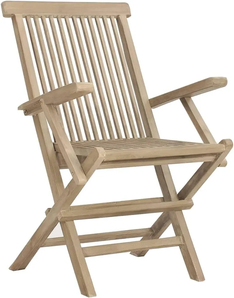 Outdoor Chair with Foot Rest Heavy Duty Beach chairFolding Patio Chairs 2 pcs Gray 22"x24"x35" Solid Wood TeakSuitable for Garden Patio Living Room