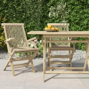 Outdoor Chair with Foot Rest Heavy Duty Beach chairFolding Patio Chairs 2 pcs Gray 22"x24"x35" Solid Wood TeakSuitable for Garden Patio Living Room