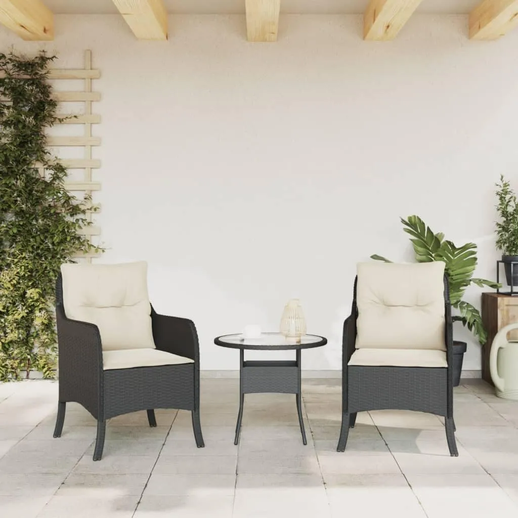 Outdoor Dining Chairs Dining Chairs Camping Chairs Lawn Chairs - Patio Chairs with Cushions 2 pcs Black Poly Rattan for Park Garden Campsites Beaches