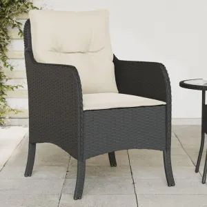 Outdoor Dining Chairs Dining Chairs Camping Chairs Lawn Chairs - Patio Chairs with Cushions 2 pcs Black Poly Rattan for Park Garden Campsites Beaches