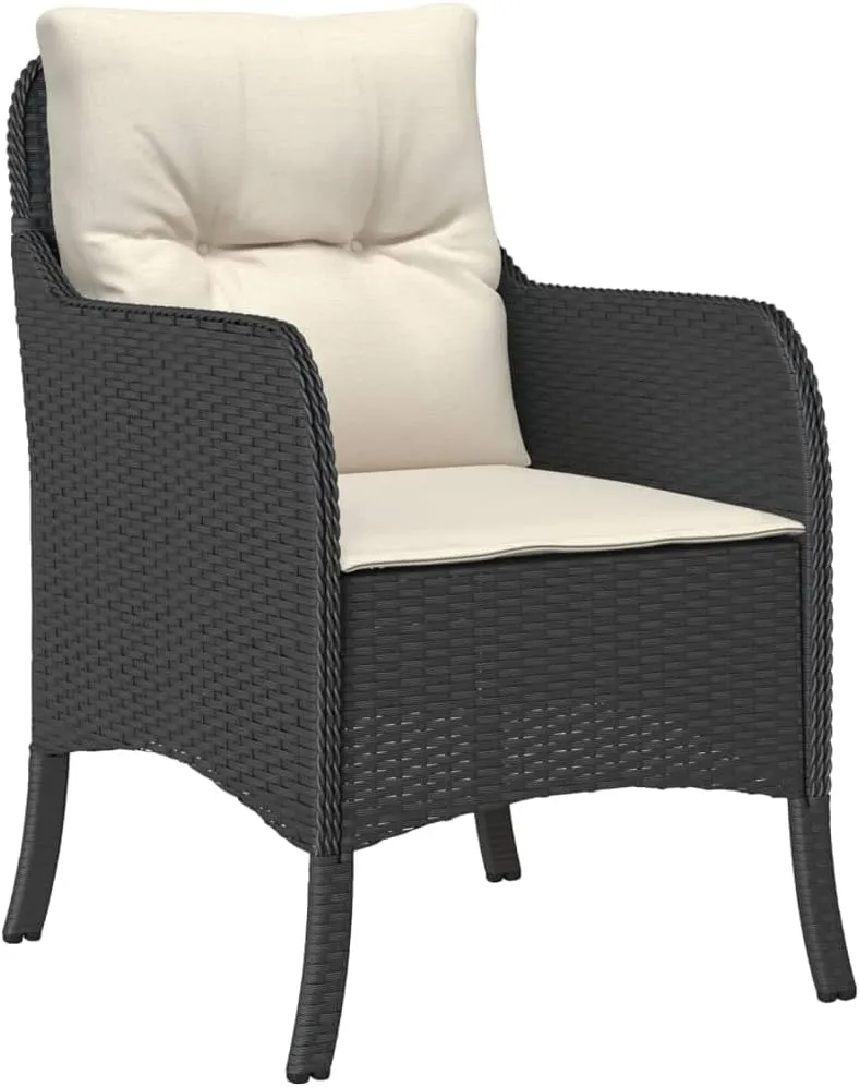 Outdoor Dining Chairs Dining Chairs Camping Chairs Lawn Chairs - Patio Chairs with Cushions 2 pcs Black Poly Rattan for Park Garden Campsites Beaches