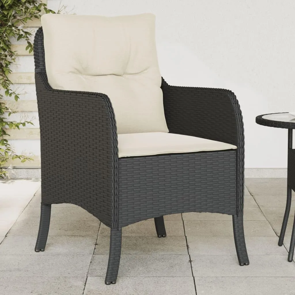 Outdoor Dining Chairs Dining Chairs Camping Chairs Lawn Chairs - Patio Chairs with Cushions 2 pcs Black Poly Rattan for Park Garden Campsites Beaches